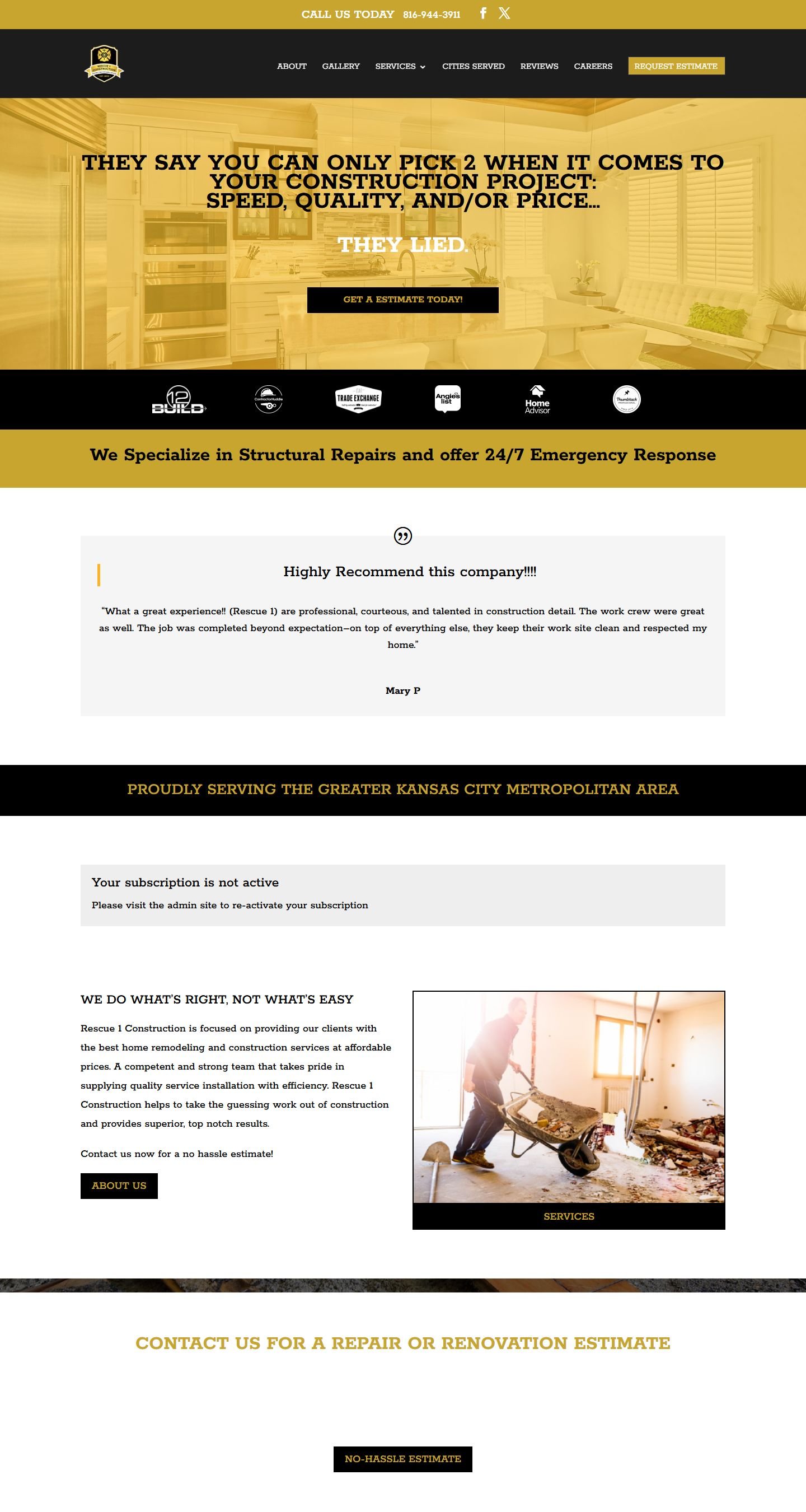 Rescue 1 Construction — homepage